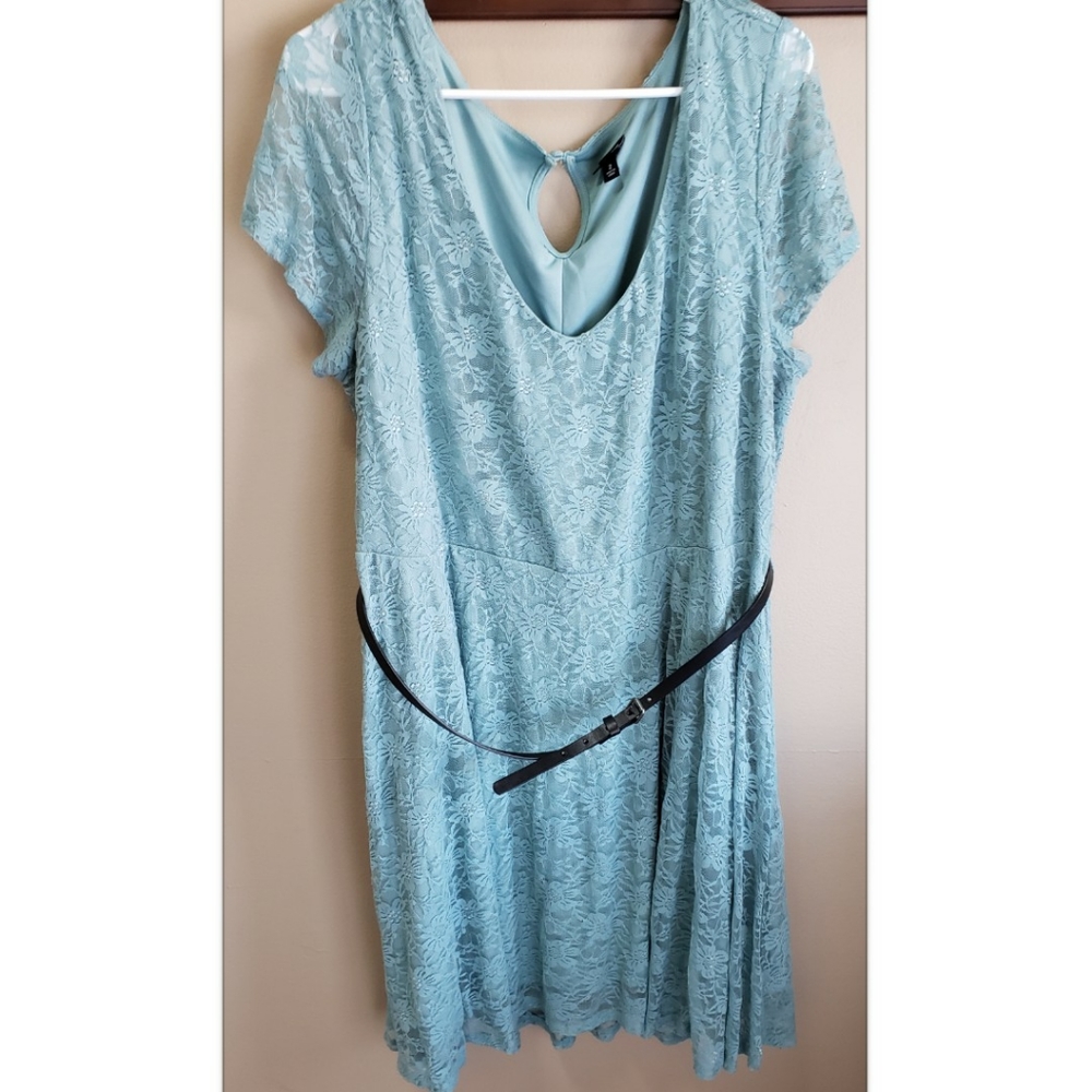 Torrid Teal Lace Midi Dress with Belt